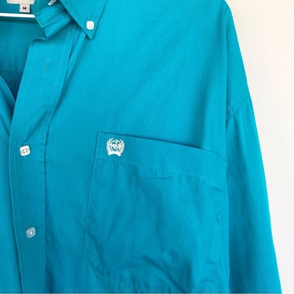 CINCH Western teal button down Mens size M - Picture 4 of 6